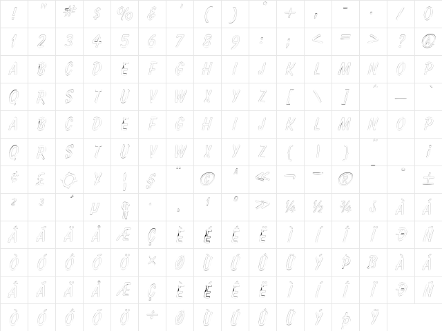 HotAirOutline Regular Character Map