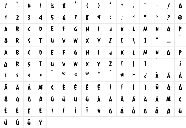House-A-Rama-Strike Regular Character Map House-A-Rama-Strike Regular Character Map