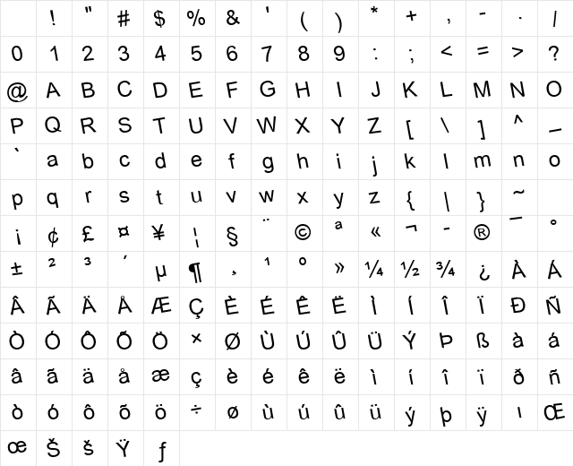 Antenna Left Regular Character Map Antenna Left Regular Character Map