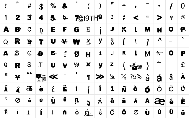 Hullunkruunu Regular Character Map Hullunkruunu Regular Character Map