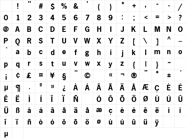 MacroBlackSSK Bold Character Map MacroBlackSSK Bold Character Map