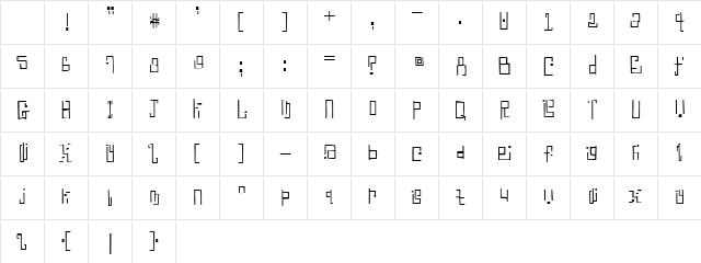 Antimony Blue Regular Character Map