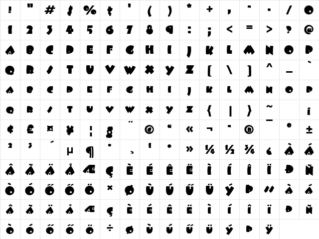 Huni_Beesknees ITC Regular Character Map
