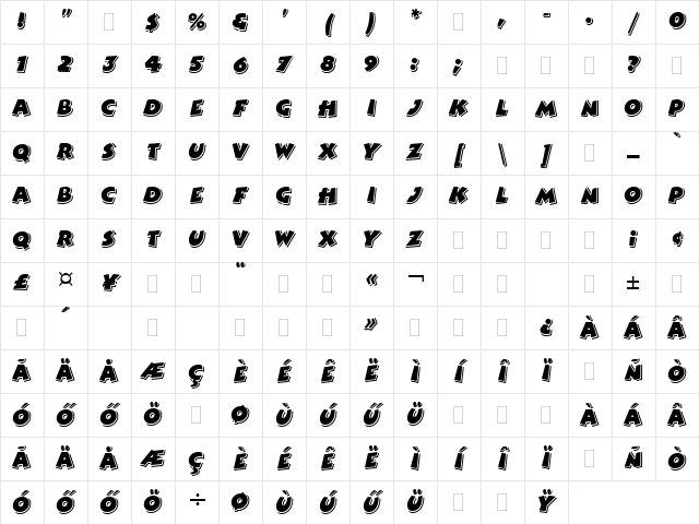 Huni_BertLET Regular Character Map