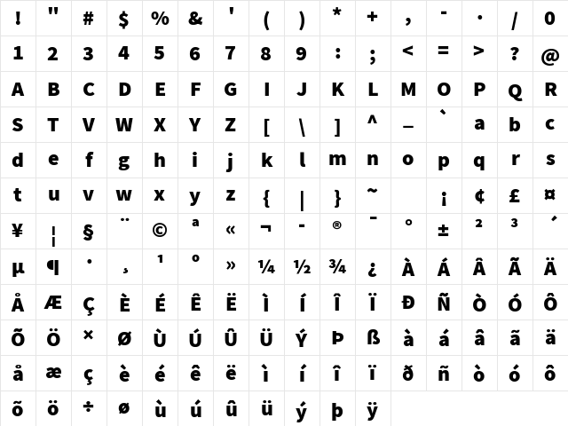 Mada Black Character Map