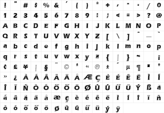 Huni_Erasr Regular Character Map