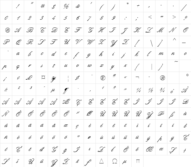 Huni_Engld Regular Character Map Huni_Engld Regular Character Map