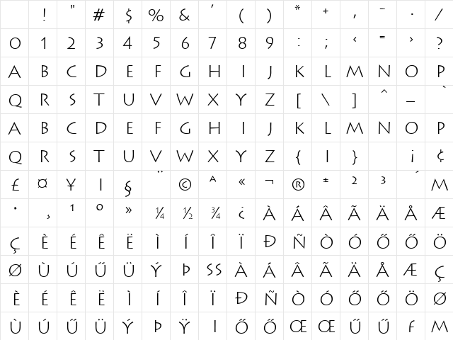 Huni_Lithq Regular Character Map