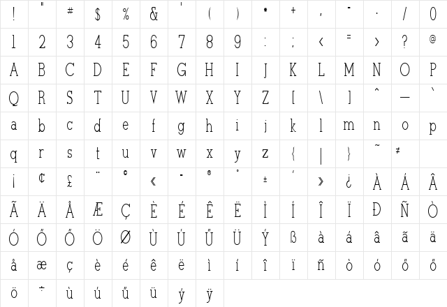 Huni_Stymi Regular Character Map Huni_Stymi Regular Character Map