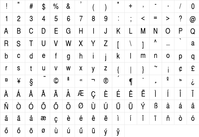 Huni_Switzerland Dm Regular Character Map