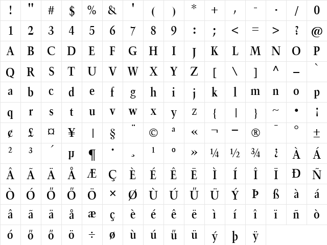 Huni_Trump Lt Bold Regular Character Map Huni_Trump Lt Bold Regular Character Map