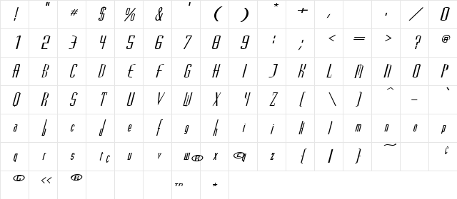 Madrid Regular Character Map
