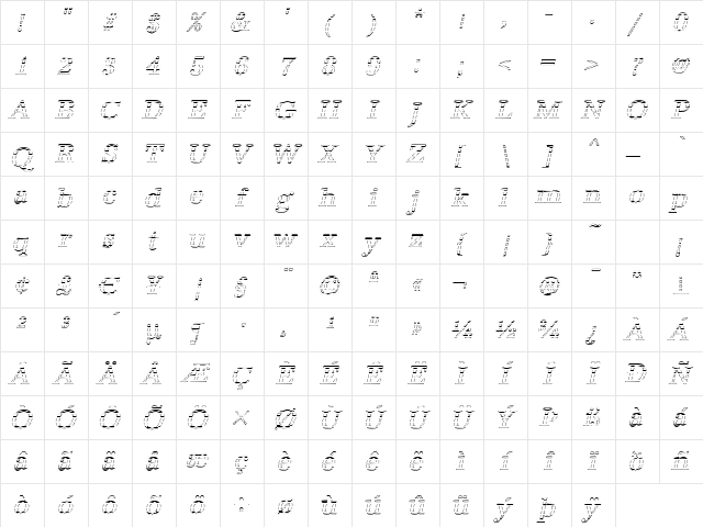 AntiquaGo Italic Character Map