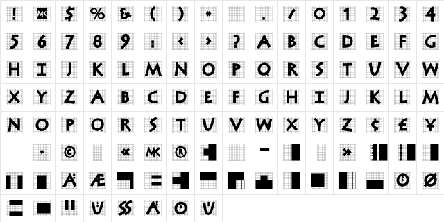 AntiquaInGrid Regular Character Map