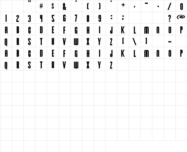 Hursheys Regular Character Map Hursheys Regular Character Map