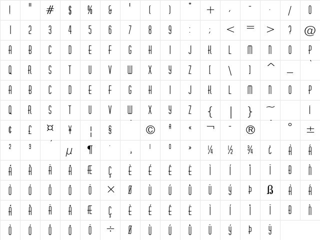 Hustle Bold Character Map