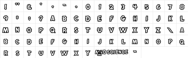 MadScience Regular Character Map
