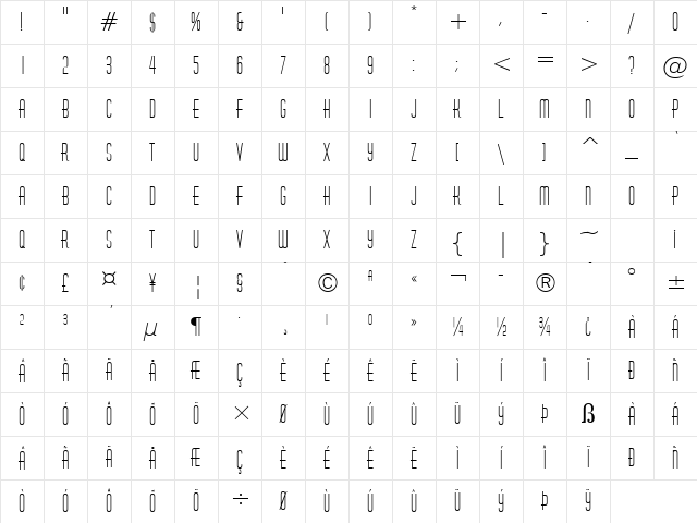 Hustle Normal Character Map