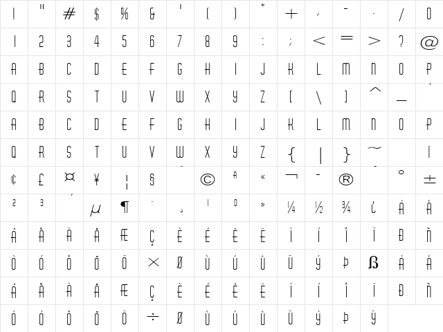 Hustle Wide Normal Character Map