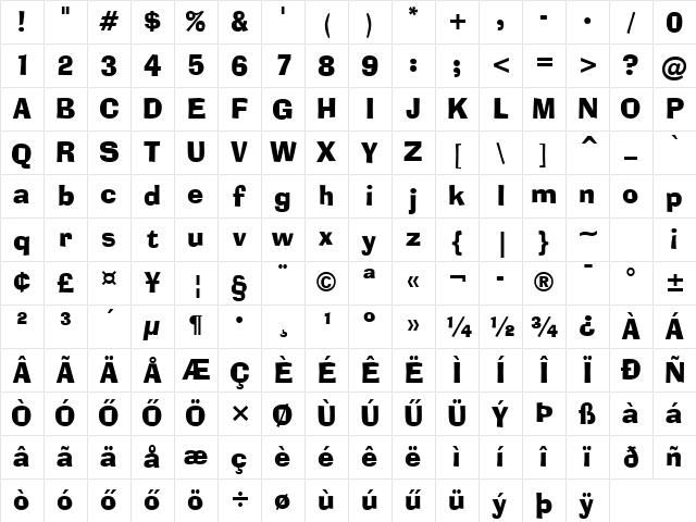 Hu_Ad Lib BT Regular Character Map Hu_Ad Lib BT Regular Character Map