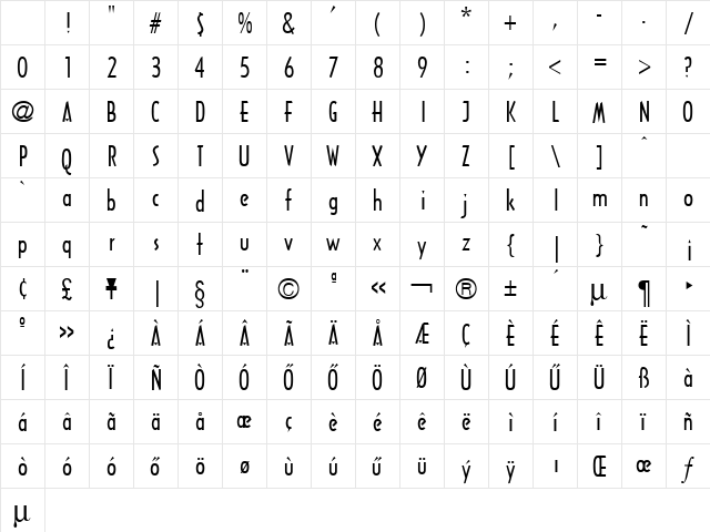 Hu_Archiv Regular Character Map Hu_Archiv Regular Character Map