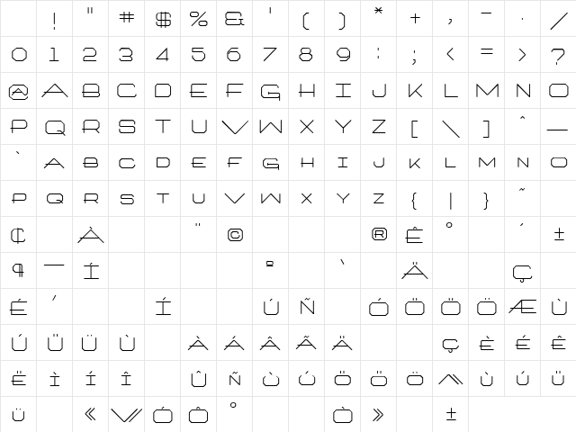Hu_Archw Regular Character Map