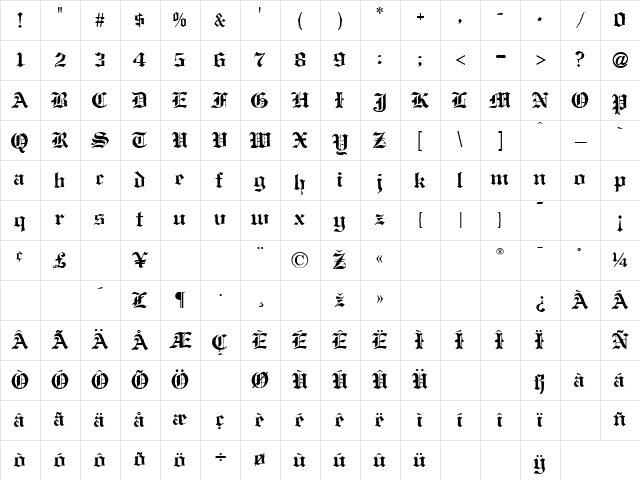 Antique Black Normal Character Map