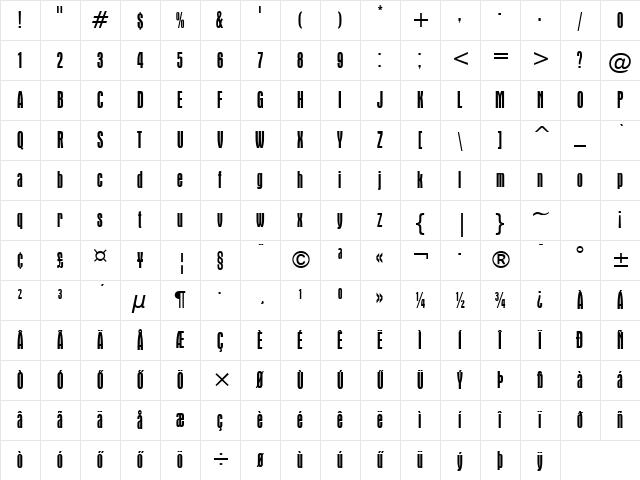 Hu_Auforcon Regular Character Map Hu_Auforcon Regular Character Map