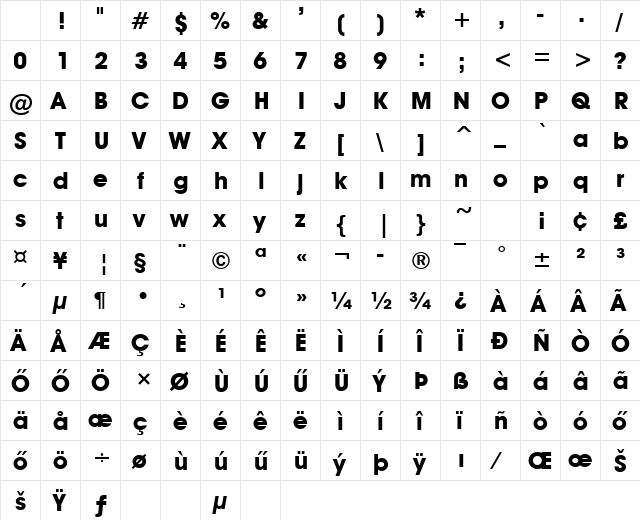Hu_Avatag Regular Character Map