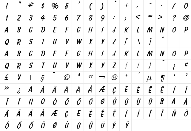 Hu_Bach Regular Character Map