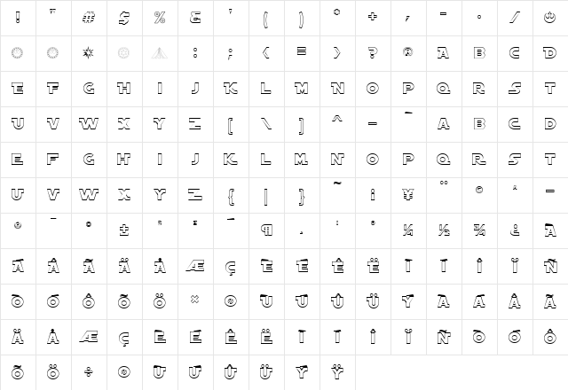 AstroAlternateOutline Regular Character Map
