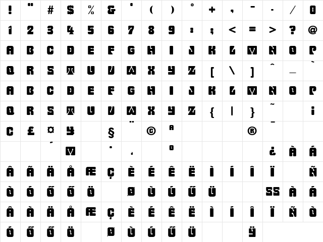 Hu_Billa Regular Character Map