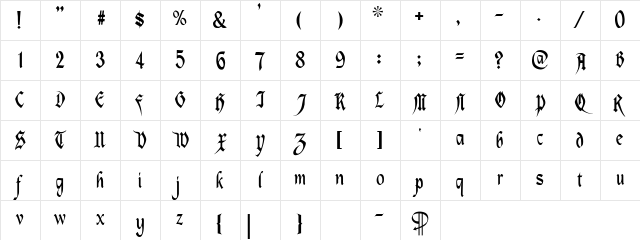 Magdelena Regular Character Map