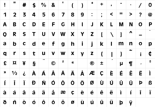 Antique-Olive-Bold Regular Character Map