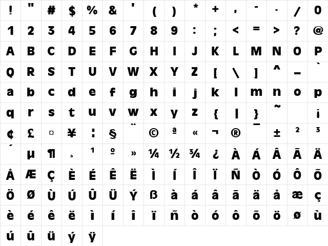 AntiqueHeavy Regular Character Map