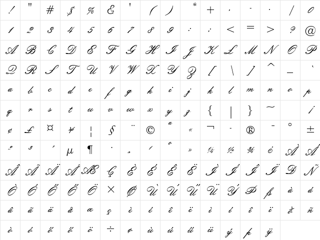 Hu_Embsa Regular Character Map