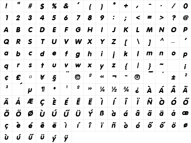 Hu_Exped Regular Character Map Hu_Exped Regular Character Map