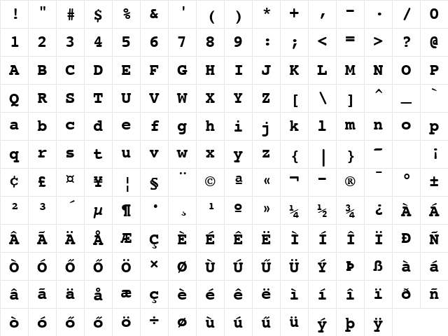 Hu_FixedPB Regular Character Map