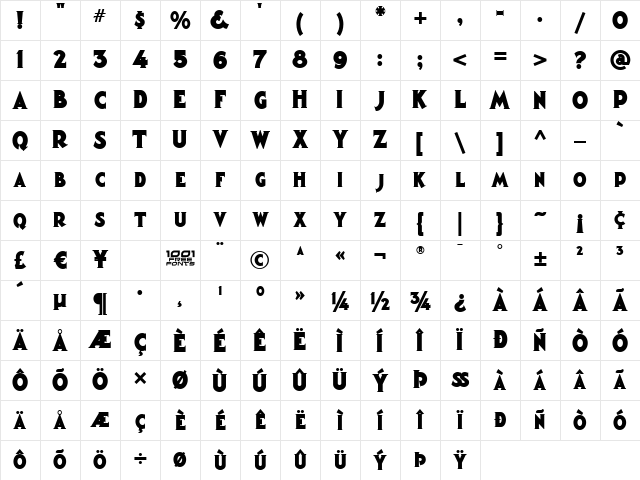 Magic Lantern NF Regular Character Map
