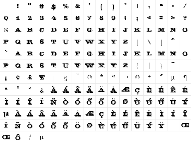 Hu_Golda Regular Character Map