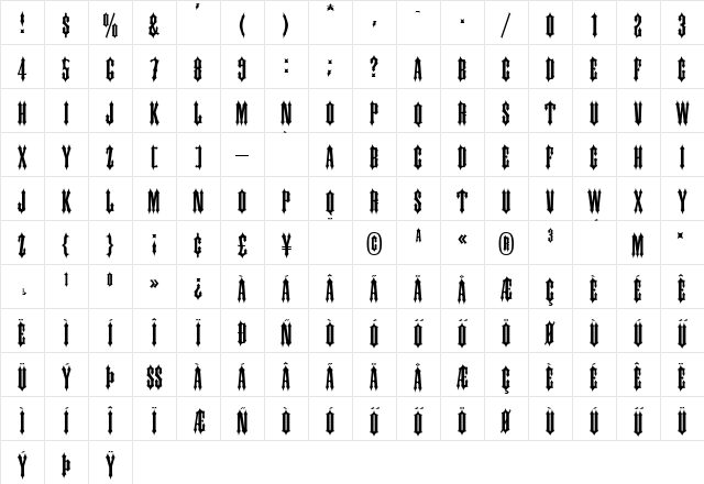 Hu_Irel Regular Character Map