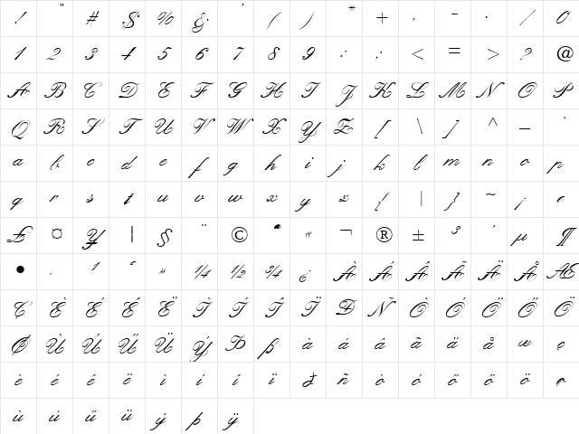 Hu_Kaste Regular Character Map Hu_Kaste Regular Character Map