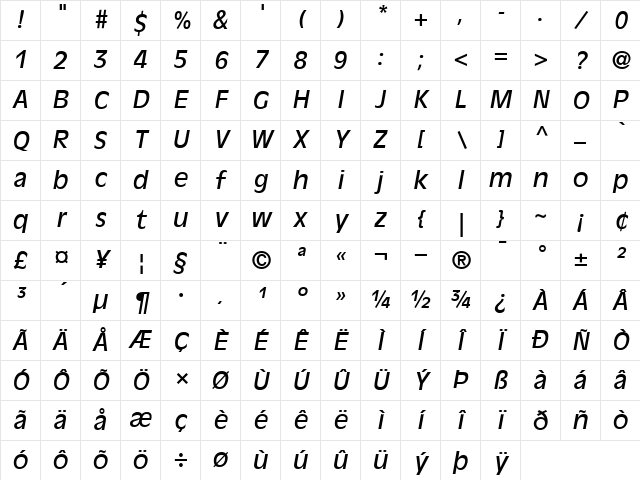 AntiqueOlive RomanItalic Character Map
