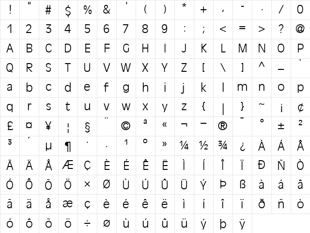 AntiqueOlive-Light Light Character Map