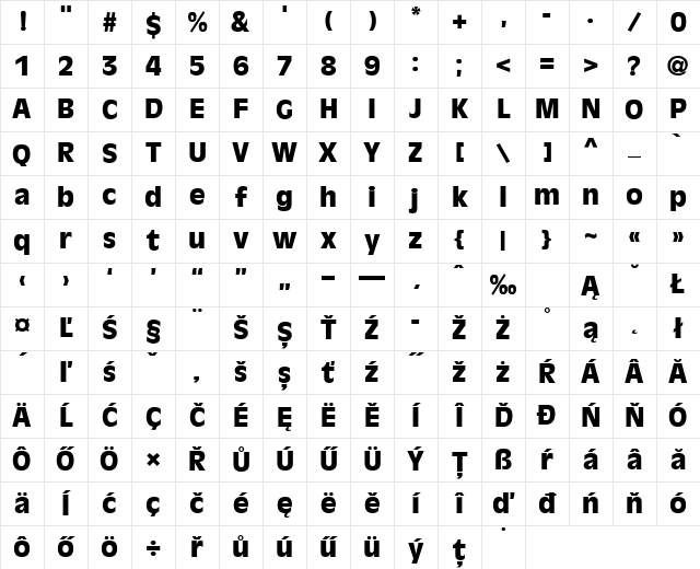 AntiqueOliveEastA-Black Black Character Map