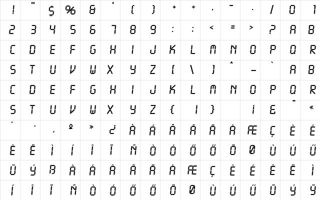 Hu_Lecq Regular Character Map