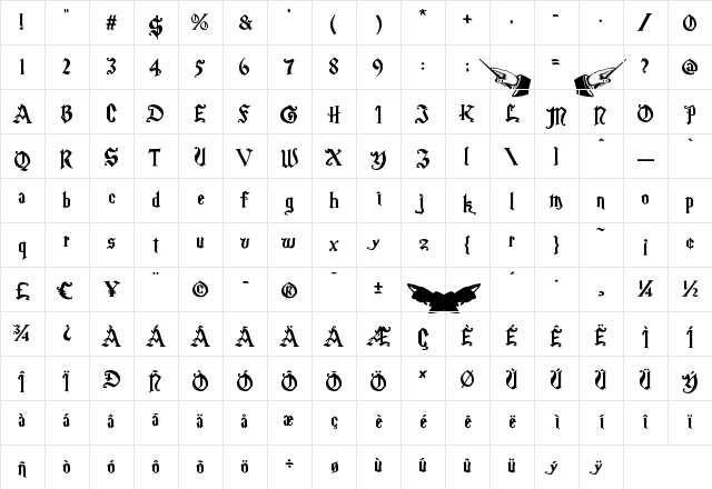 Magic School One Regular Character Map