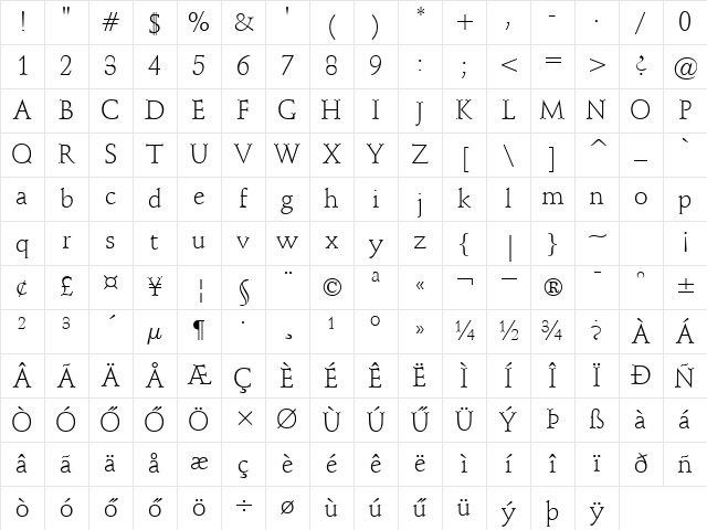 Hu_Lighq Regular Character Map Hu_Lighq Regular Character Map