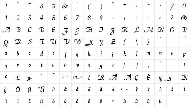 Magik Regular Character Map
