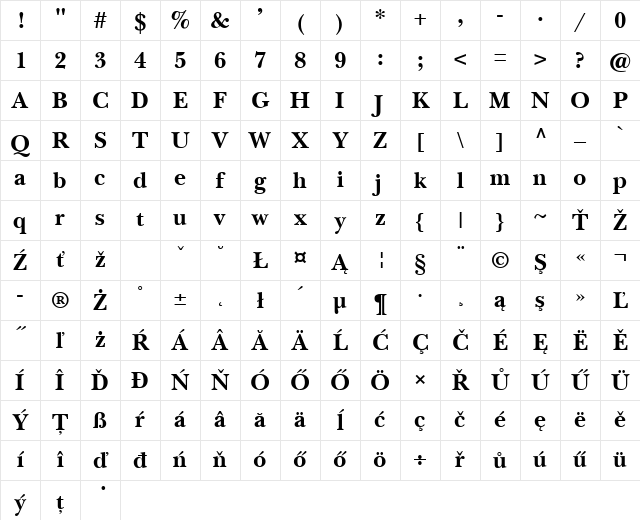Hu_Nebraska Bold Regular Character Map Hu_Nebraska Bold Regular Character Map
